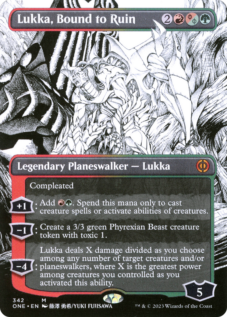 Lukka, Bound to Ruin (Borderless Manga) [Phyrexia: All Will Be One] MTG Single Magic: The Gathering    | Red Claw Gaming