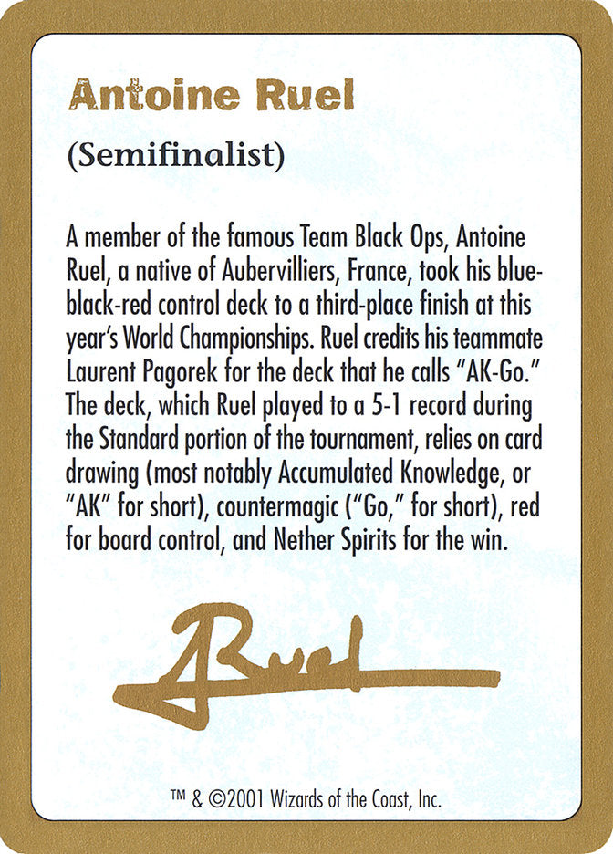 Antoine Ruel Bio [World Championship Decks 2001] MTG Single Magic: The Gathering    | Red Claw Gaming