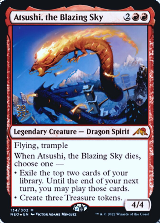 Atsushi, the Blazing Sky [Kamigawa: Neon Dynasty Prerelease Promos] MTG Single Magic: The Gathering    | Red Claw Gaming