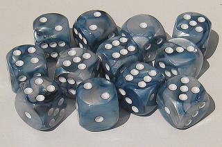 Lustrous Slate/White 16mm D6 Dice Chessex    | Red Claw Gaming