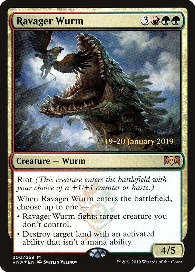 Ravager Wurm [Ravnica Allegiance Prerelease Promos] MTG Single Magic: The Gathering    | Red Claw Gaming