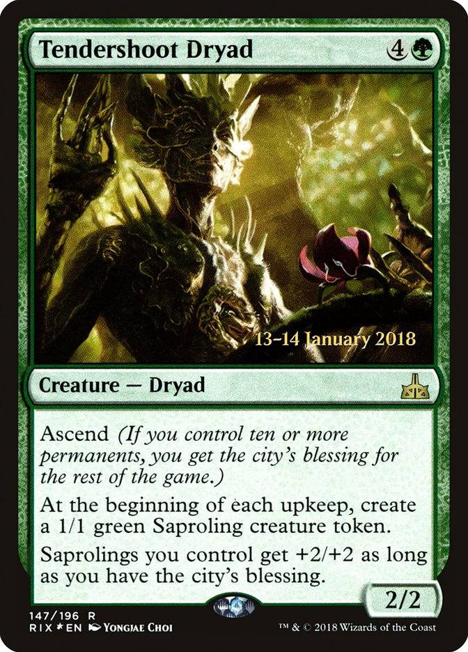 Tendershoot Dryad [Rivals of Ixalan Prerelease Promos] MTG Single Magic: The Gathering    | Red Claw Gaming