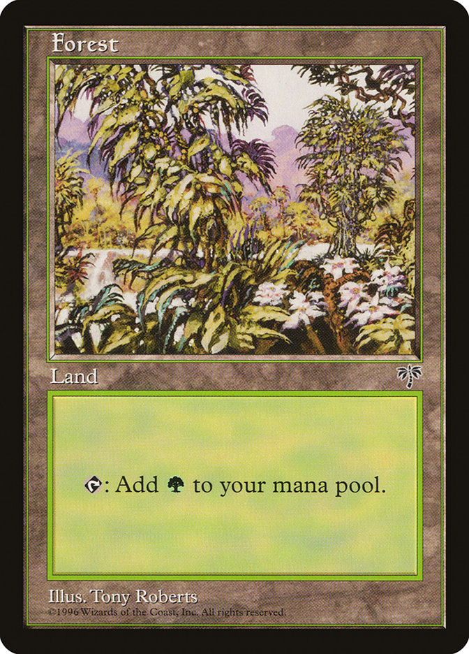 Forest (Open Flowers Bottom Right) [Mirage] MTG Single Magic: The Gathering    | Red Claw Gaming