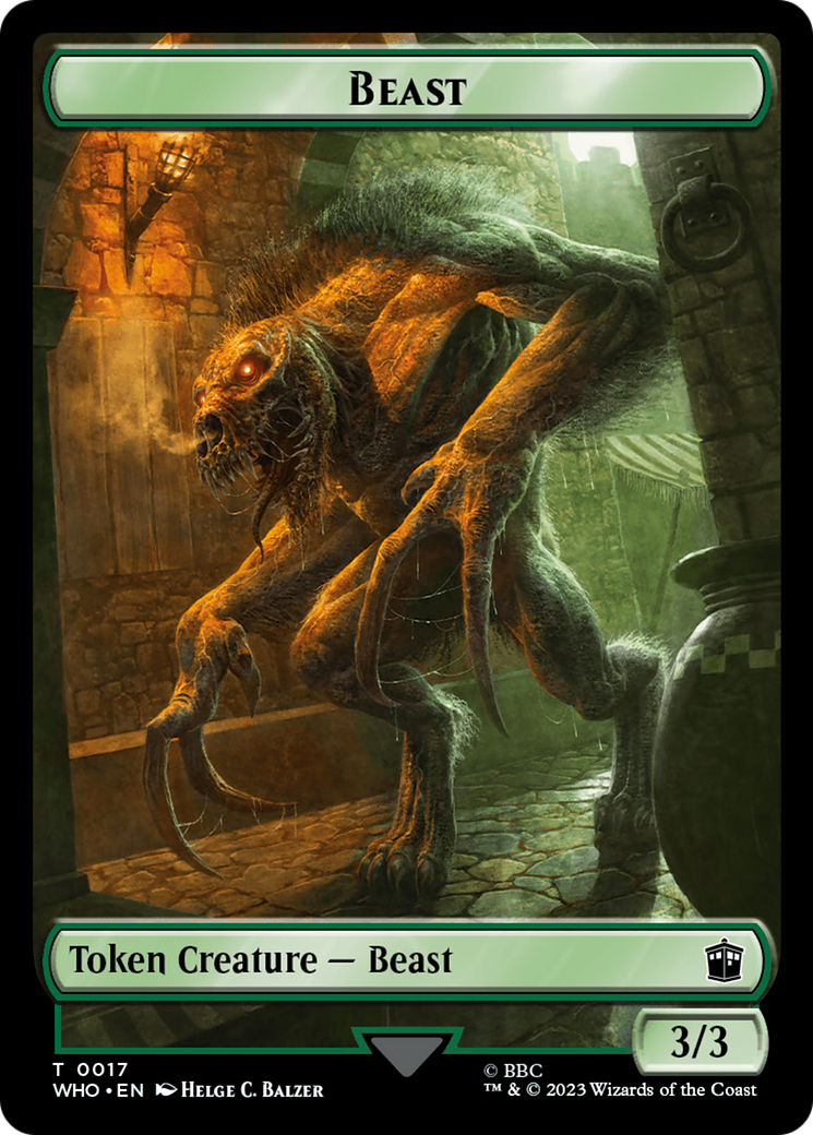 Soldier // Beast Double-Sided Token [Doctor Who Tokens] MTG Single Magic: The Gathering    | Red Claw Gaming