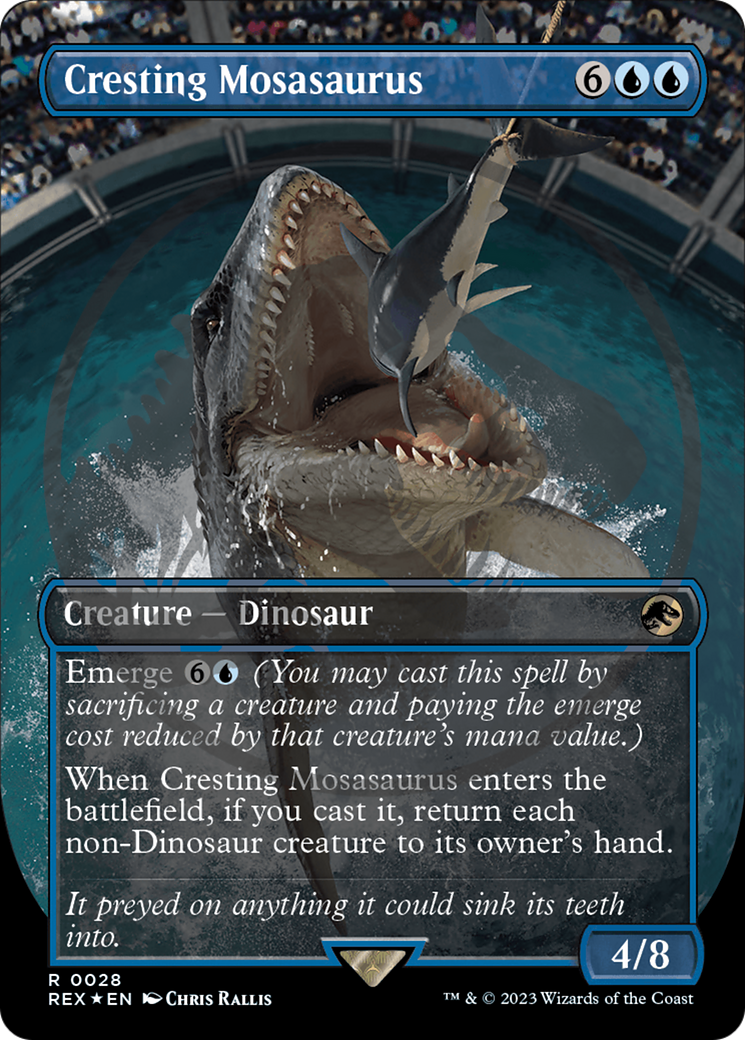 Cresting Mosasaurus (Emblem) (Borderless) [Jurassic World Collection Tokens] MTG Single Magic: The Gathering    | Red Claw Gaming