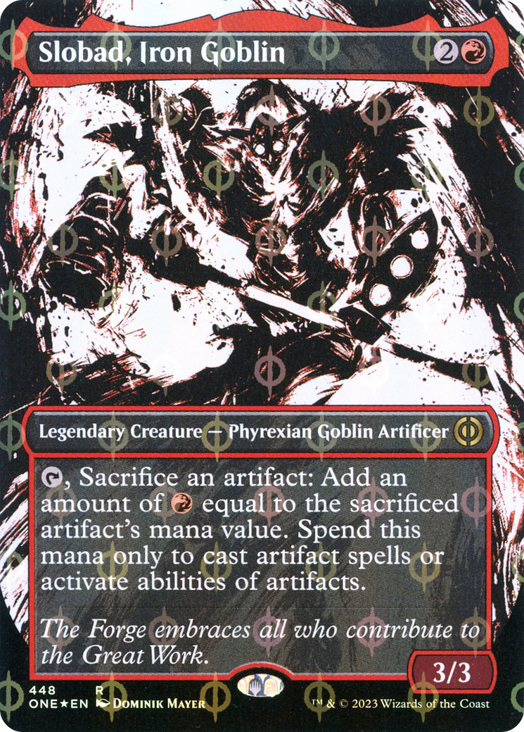 Slobad, Iron Goblin (Borderless Ichor Step-and-Compleat Foil) [Phyrexia: All Will Be One] MTG Single Magic: The Gathering    | Red Claw Gaming