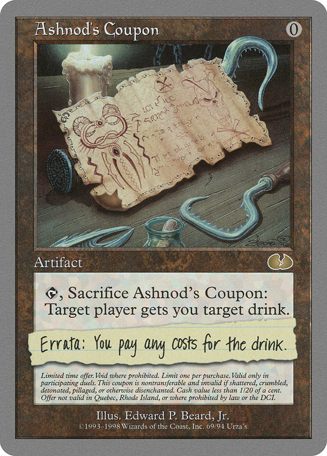 Ashnod's Coupon [Unglued] MTG Single Magic: The Gathering    | Red Claw Gaming