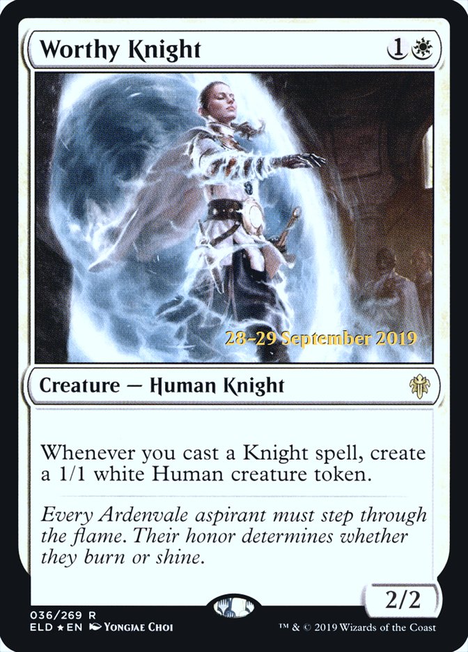 Worthy Knight [Throne of Eldraine Prerelease Promos] MTG Single Magic: The Gathering    | Red Claw Gaming