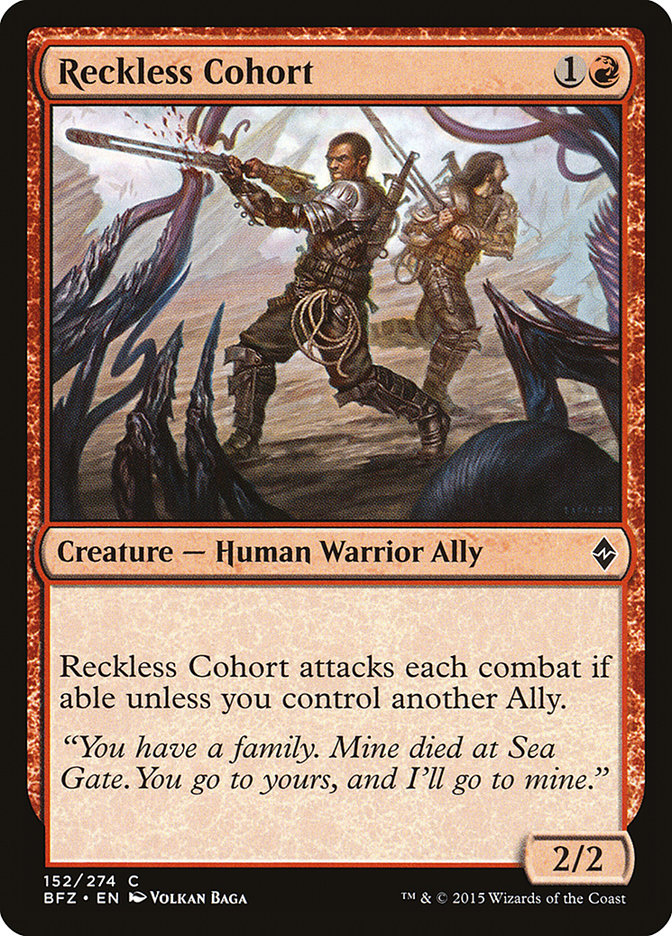 Reckless Cohort [Battle for Zendikar] MTG Single Magic: The Gathering    | Red Claw Gaming