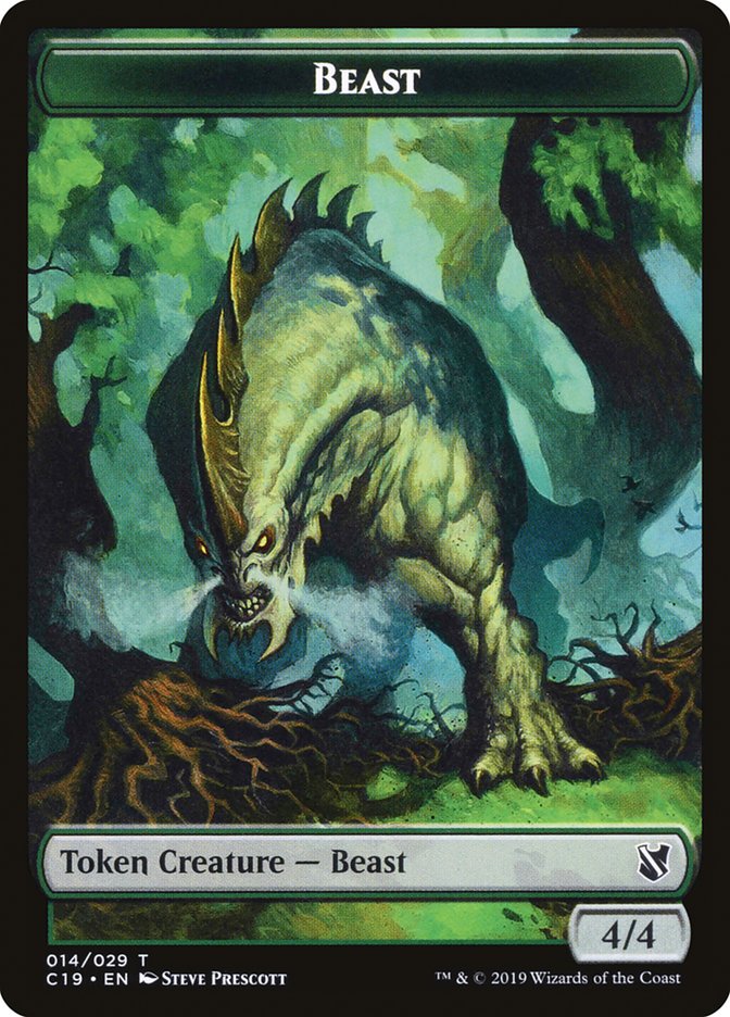 Beast (014) // Wurm Double-Sided Token [Commander 2019 Tokens] MTG Single Magic: The Gathering    | Red Claw Gaming