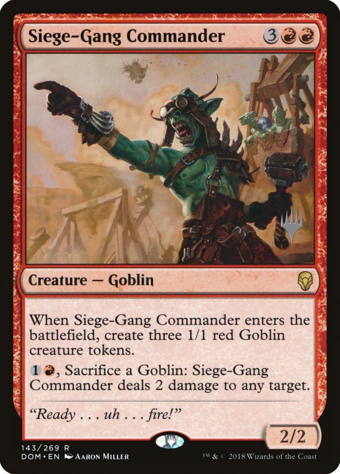 Siege-Gang Commander (Promo Pack) [Dominaria Promos] MTG Single Magic: The Gathering    | Red Claw Gaming