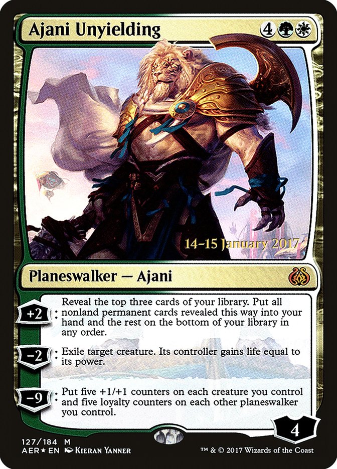 Ajani Unyielding [Aether Revolt Prerelease Promos] MTG Single Magic: The Gathering    | Red Claw Gaming