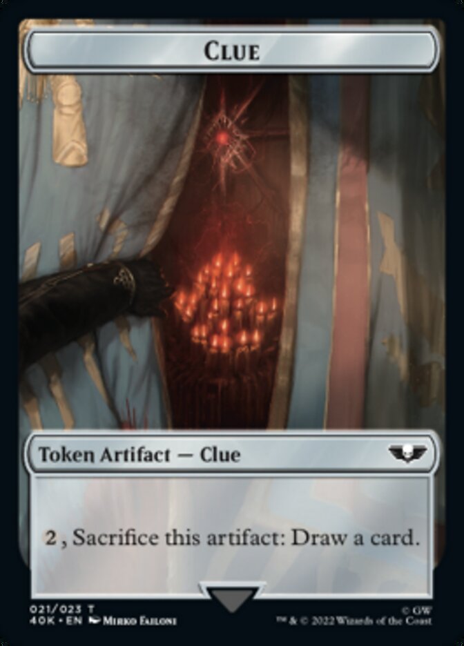 Astartes Warrior // Clue Double-Sided Token (Surge Foil) [Warhammer 40,000 Tokens] MTG Single Magic: The Gathering    | Red Claw Gaming