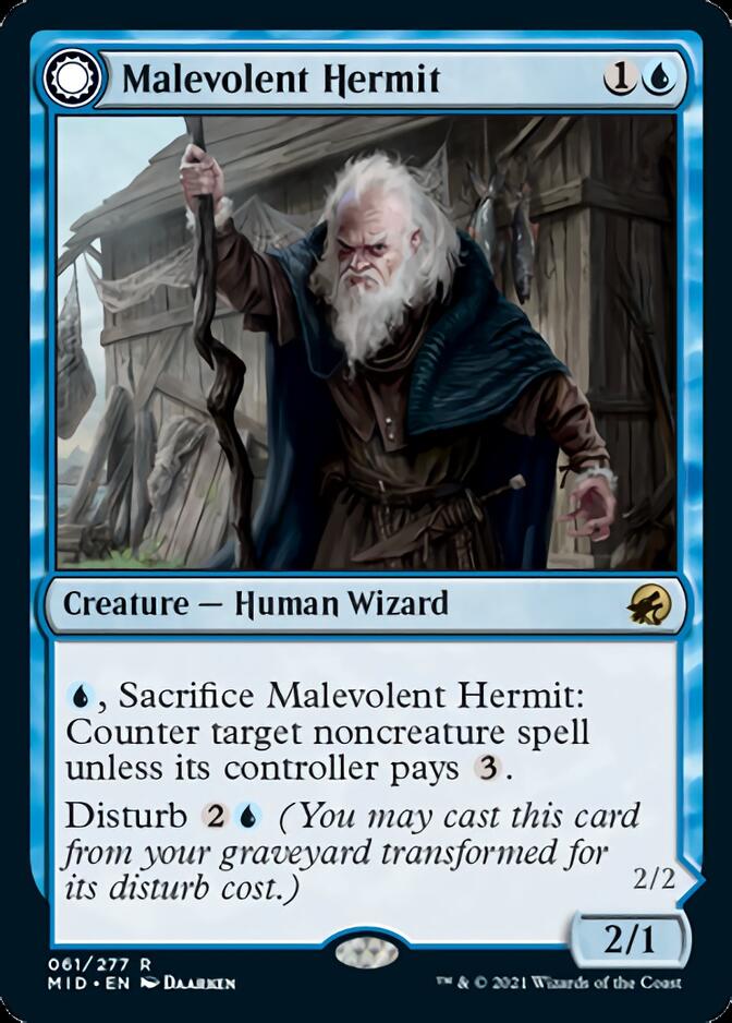 Malevolent Hermit // Benevolent Geist [Innistrad: Midnight Hunt] MTG Single Magic: The Gathering    | Red Claw Gaming