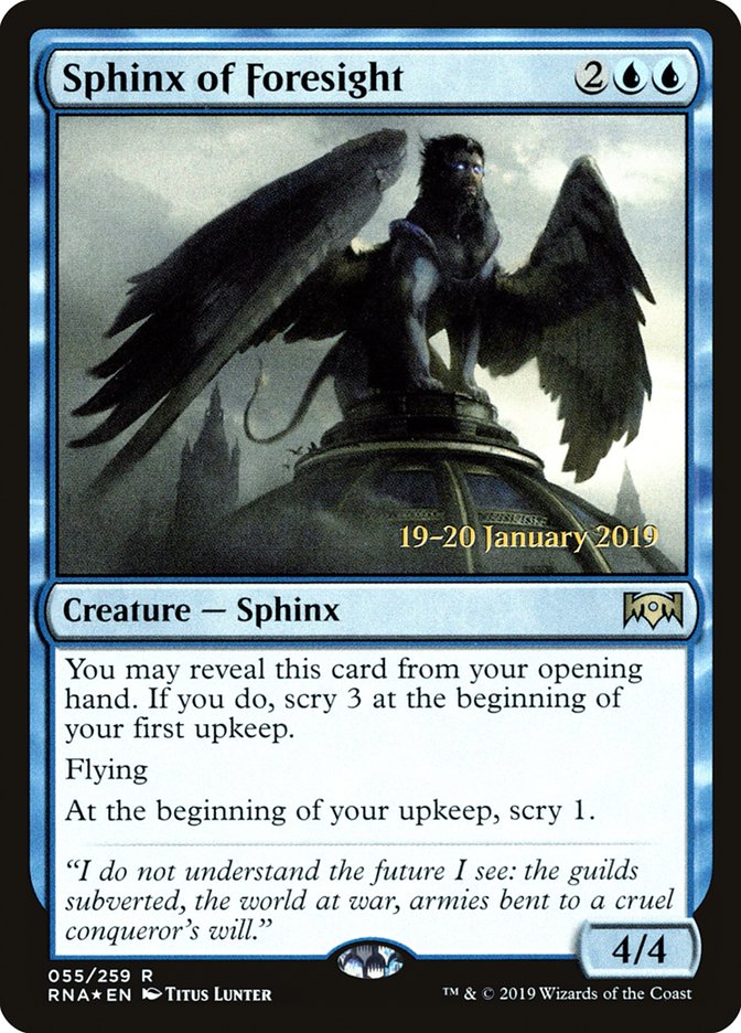 Sphinx of Foresight [Ravnica Allegiance Prerelease Promos] MTG Single Magic: The Gathering    | Red Claw Gaming