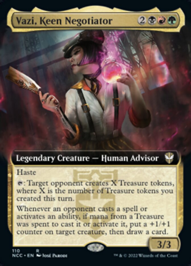 Vazi, Keen Negotiator (Extended Art) [Streets of New Capenna Commander] MTG Single Magic: The Gathering    | Red Claw Gaming