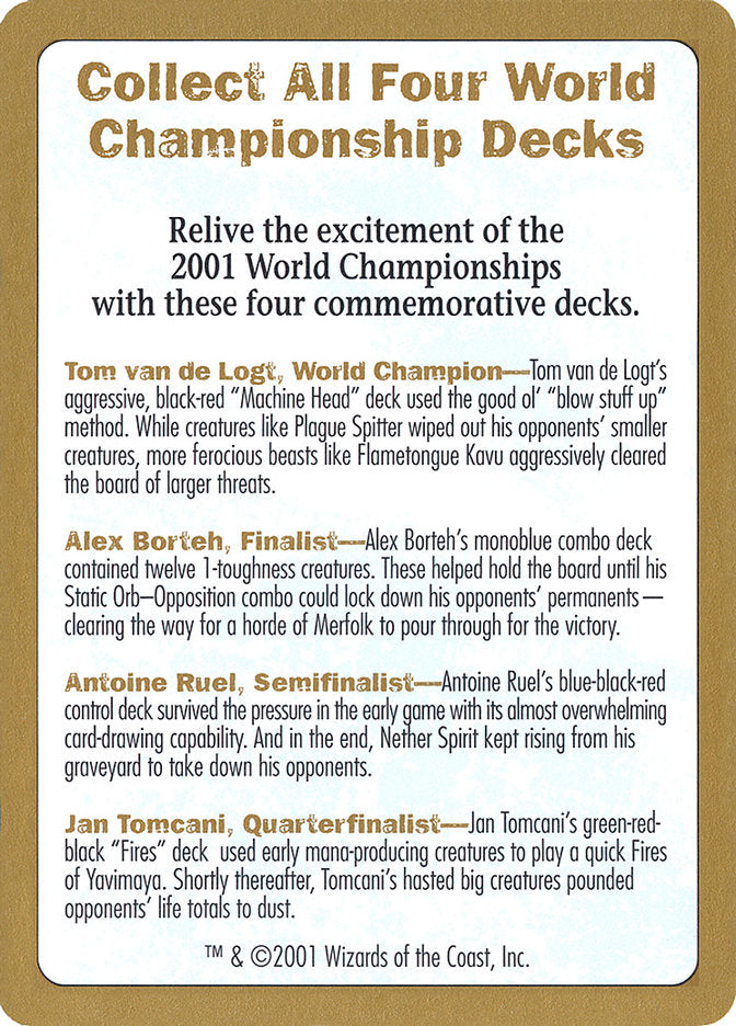 2001 World Championships Ad [World Championship Decks 2001] MTG Single Magic: The Gathering    | Red Claw Gaming