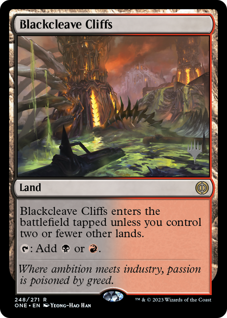 Blackcleave Cliffs (Promo Pack) [Phyrexia: All Will Be One Promos] MTG Single Magic: The Gathering    | Red Claw Gaming