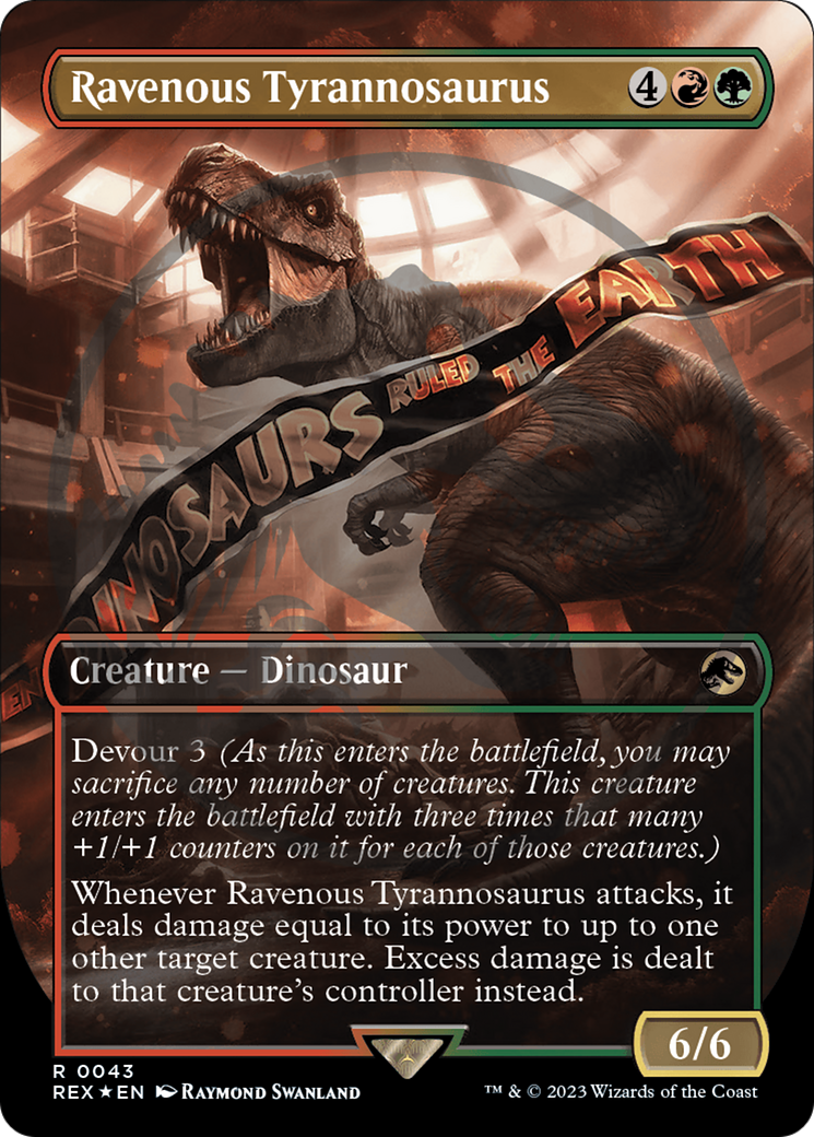 Ravenous Tyrannosaurus (Emblem) (Borderless) [Jurassic World Collection Tokens] MTG Single Magic: The Gathering    | Red Claw Gaming