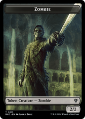 Salamander Warrior // Zombie Double-Sided Token [Murders at Karlov Manor Commander Tokens] MTG Single Magic: The Gathering    | Red Claw Gaming