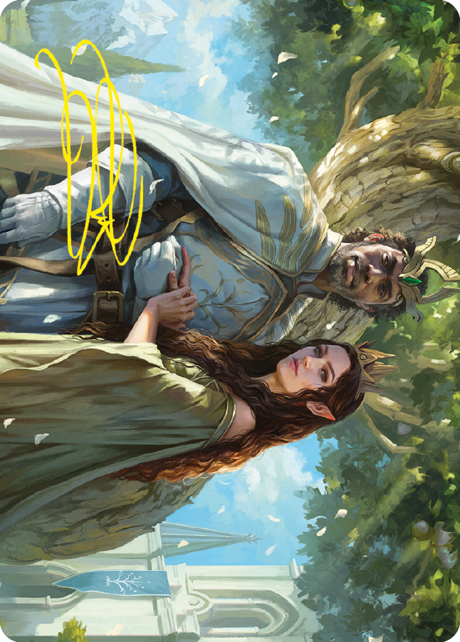 Aragorn and Arwen, Wed Art Card (Gold-Stamped Signature) [The Lord of the Rings: Tales of Middle-earth Art Series] MTG Single Magic: The Gathering    | Red Claw Gaming