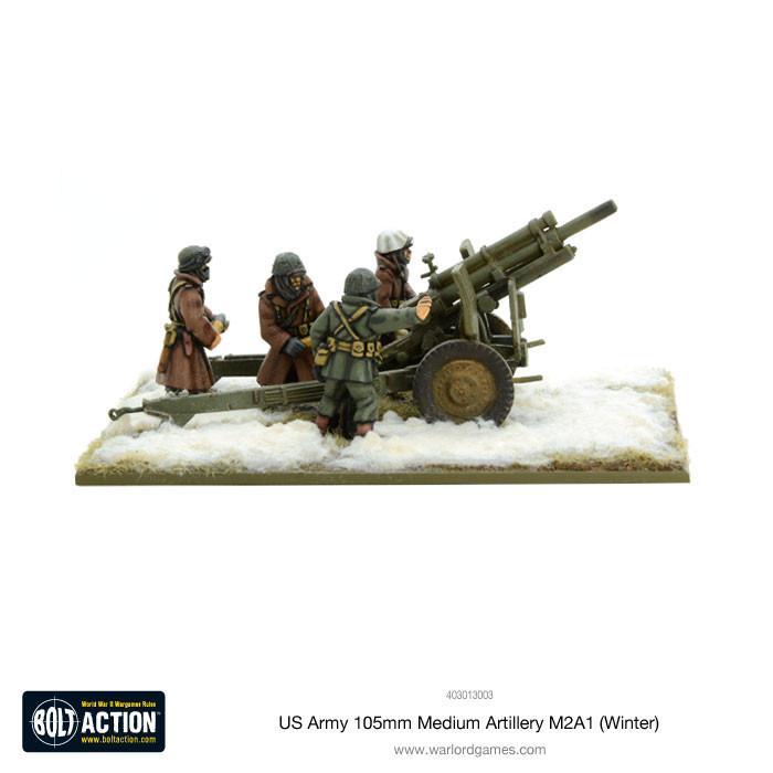 US Army 105mm Medium Artillery M2A1 (Winter) American Warlord Games    | Red Claw Gaming