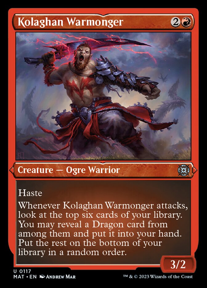 Kolaghan Warmonger (Foil Etched) [March of the Machine: The Aftermath] MTG Single Magic: The Gathering    | Red Claw Gaming