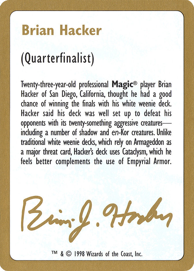 Brian Hacker Bio [World Championship Decks 1998] MTG Single Magic: The Gathering    | Red Claw Gaming