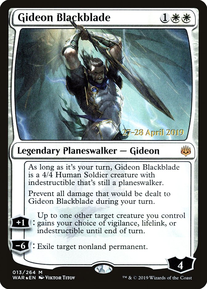 Gideon Blackblade [War of the Spark Prerelease Promos] MTG Single Magic: The Gathering    | Red Claw Gaming