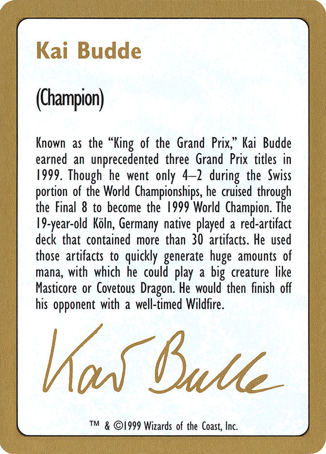 Kai Budde Bio [World Championship Decks 1999] MTG Single Magic: The Gathering    | Red Claw Gaming