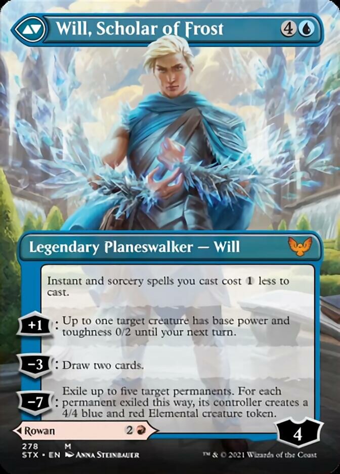 Rowan, Scholar of Sparks // Will, Scholar of Frost (Borderless) [Strixhaven: School of Mages] MTG Single Magic: The Gathering    | Red Claw Gaming