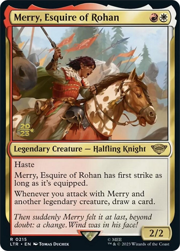 Merry, Esquire of Rohan [The Lord of the Rings: Tales of Middle-Earth Prerelease Promos] MTG Single Magic: The Gathering    | Red Claw Gaming