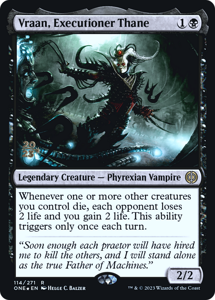 Vraan, Executioner Thane [Phyrexia: All Will Be One Prerelease Promos] MTG Single Magic: The Gathering    | Red Claw Gaming