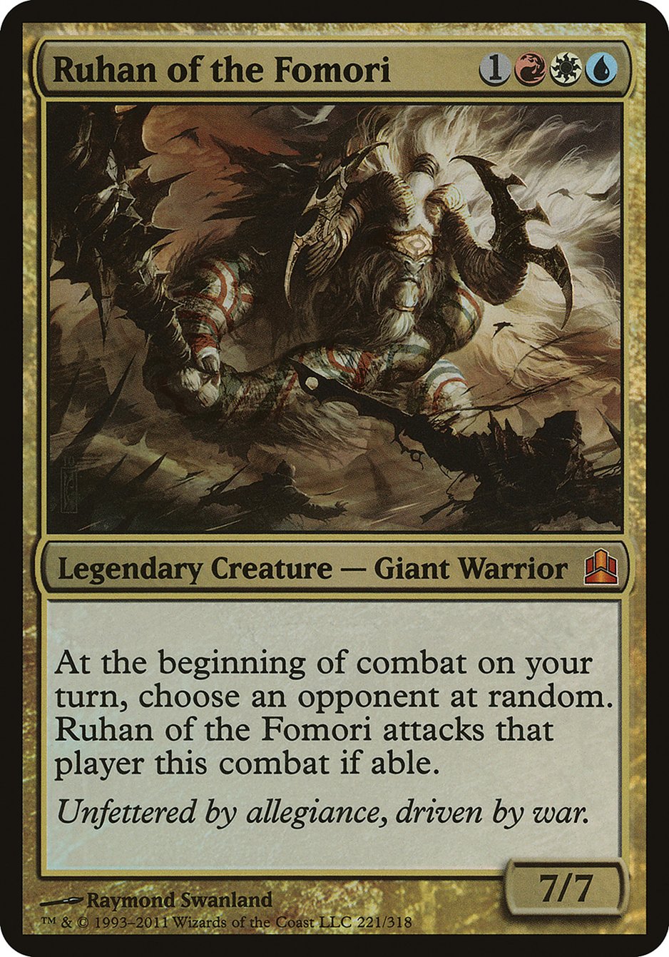 Ruhan of the Fomori (Oversized) [Commander 2011 Oversized] MTG Single Magic: The Gathering    | Red Claw Gaming