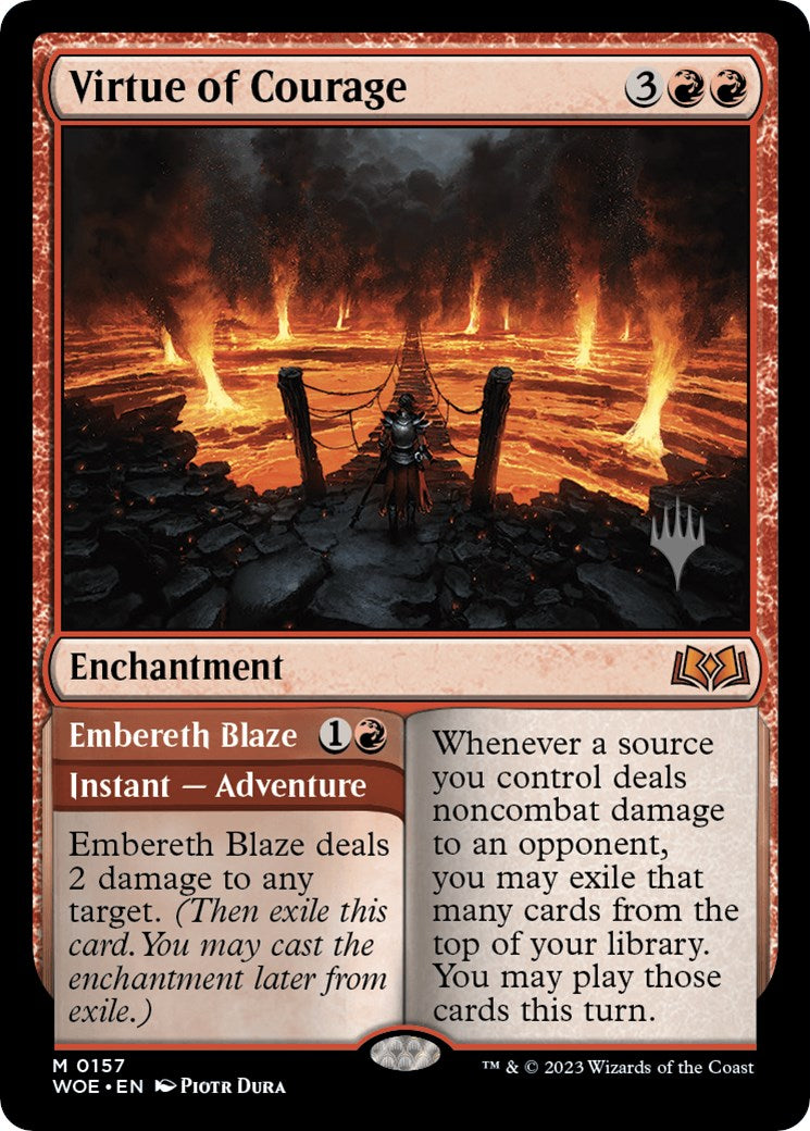 Virtue of Courage //Embereth Blaze (Promo Pack) [Wilds of Eldraine Promos] MTG Single Magic: The Gathering    | Red Claw Gaming