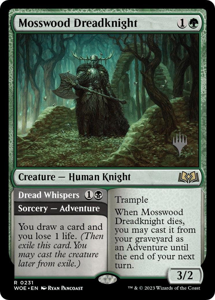 Mosswood Dreadknight // Dread Whispers (Promo Pack) [Wilds of Eldraine Promos] MTG Single Magic: The Gathering    | Red Claw Gaming