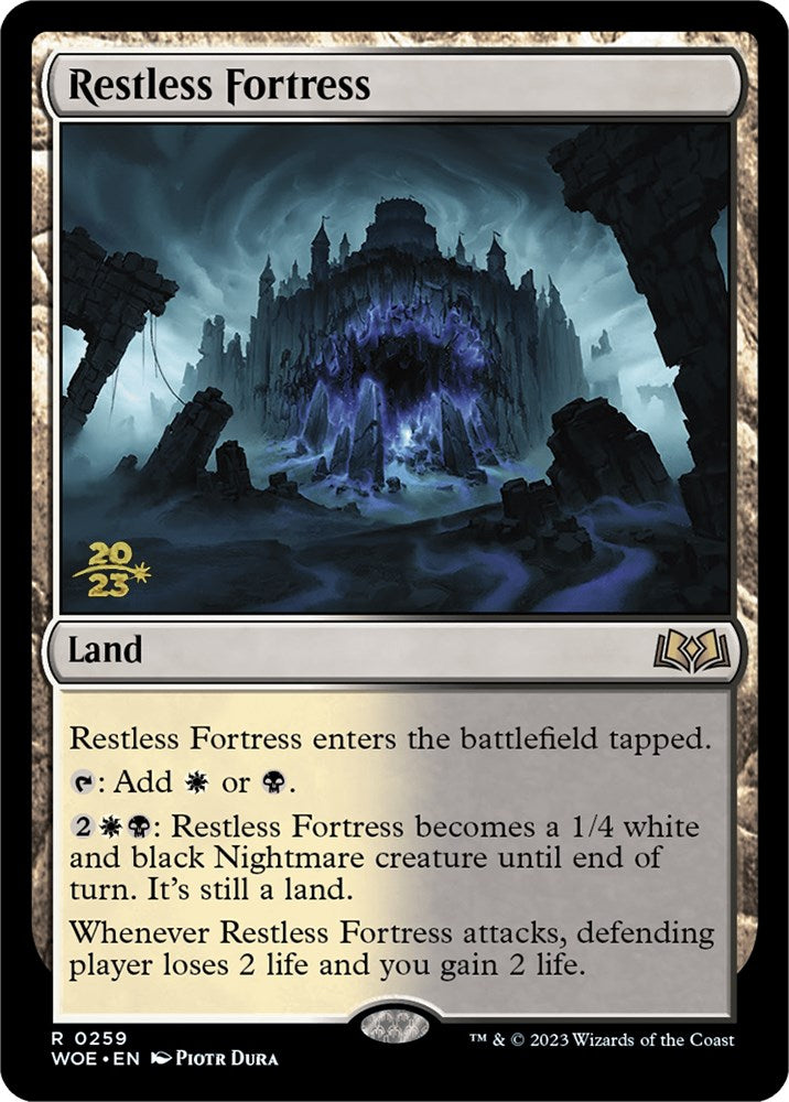 Restless Fortress [Wilds of Eldraine Prerelease Promos] MTG Single Magic: The Gathering    | Red Claw Gaming