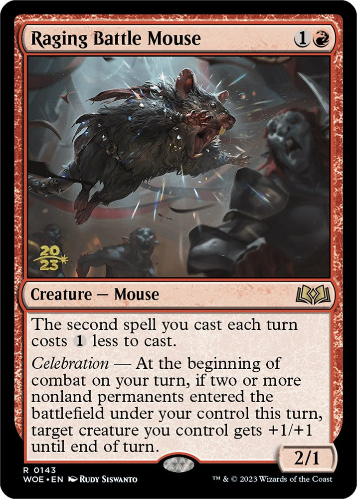 Raging Battle Mouse [Wilds of Eldraine Prerelease Promos] MTG Single Magic: The Gathering    | Red Claw Gaming