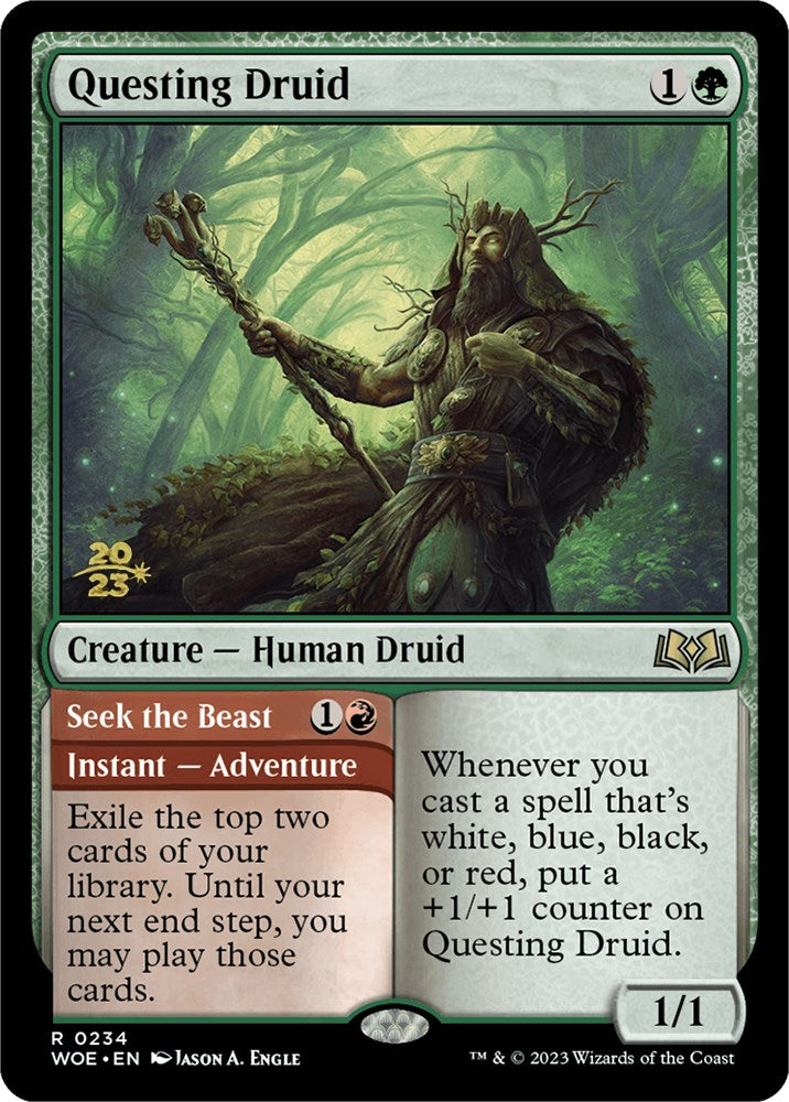 Questing Druid // Seek the Beast [Wilds of Eldraine Prerelease Promos] MTG Single Magic: The Gathering    | Red Claw Gaming