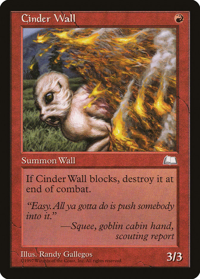 Cinder Wall [Weatherlight] MTG Single Magic: The Gathering    | Red Claw Gaming