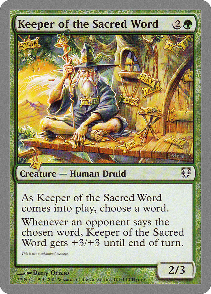 Keeper of the Sacred Word [Unhinged] MTG Single Magic: The Gathering    | Red Claw Gaming