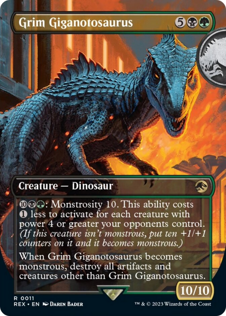 Grim Giganotosaurus (Borderless) [Jurassic World Collection] MTG Single Magic: The Gathering    | Red Claw Gaming