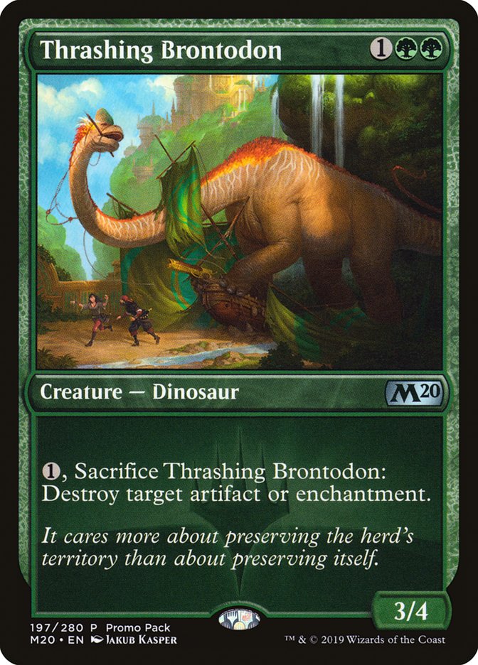 Thrashing Brontodon (Promo Pack) [Core Set 2020 Promos] MTG Single Magic: The Gathering    | Red Claw Gaming