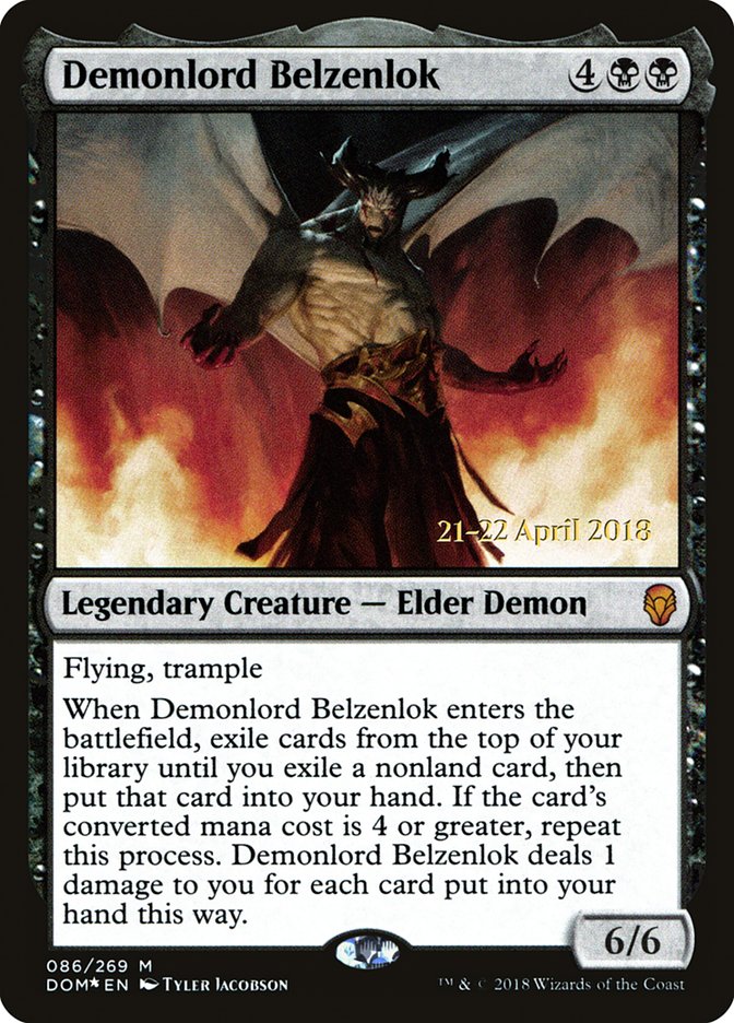 Demonlord Belzenlok [Dominaria Prerelease Promos] MTG Single Magic: The Gathering    | Red Claw Gaming