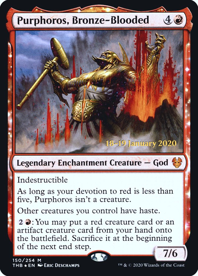 Purphoros, Bronze-Blooded [Theros Beyond Death Prerelease Promos] MTG Single Magic: The Gathering    | Red Claw Gaming