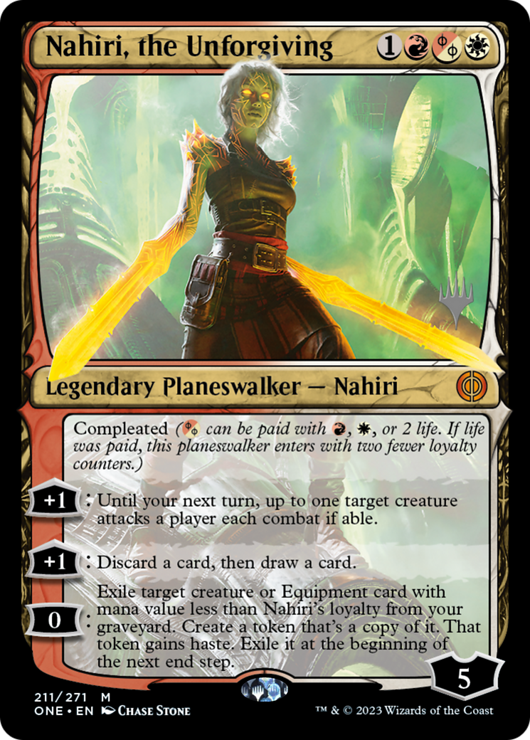 Nahiri, the Unforgiving (Promo Pack) [Phyrexia: All Will Be One Promos] MTG Single Magic: The Gathering    | Red Claw Gaming