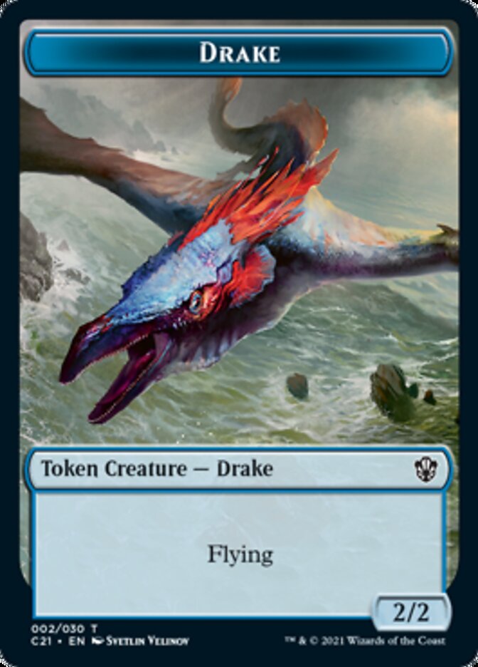 Drake // Elemental (002) Double-Sided Token [Commander 2021 Tokens] MTG Single Magic: The Gathering    | Red Claw Gaming