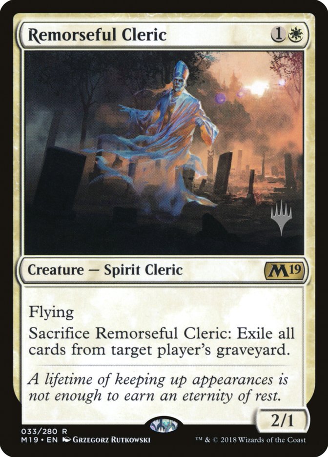 Remorseful Cleric (Promo Pack) [Core Set 2019 Promos] MTG Single Magic: The Gathering    | Red Claw Gaming