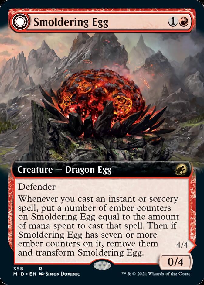 Smoldering Egg // Ashmouth Dragon (Extended Art) [Innistrad: Midnight Hunt] MTG Single Magic: The Gathering    | Red Claw Gaming