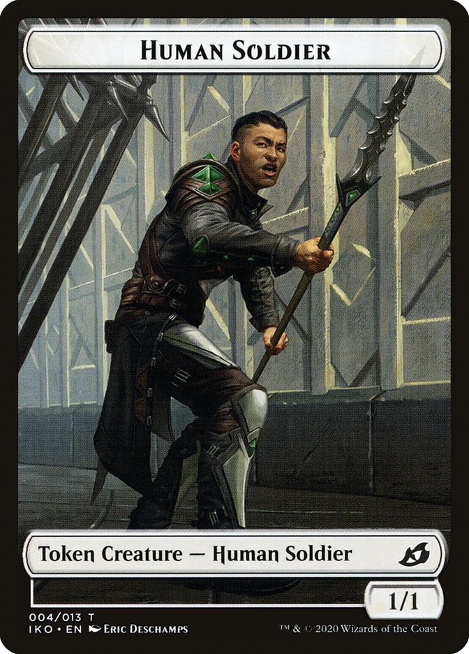 Dinosaur Beast // Human Soldier (004) Double-Sided Token [Ikoria: Lair of Behemoths Tokens] MTG Single Magic: The Gathering    | Red Claw Gaming